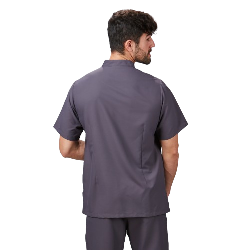 Veste semi-ajustée à manches courtes pour homme, col mao. Plusieurs tailles et couleurs.