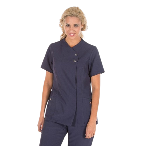Semi-fitted short sleeve jacket for women, cross closure. Various sizes and colors.