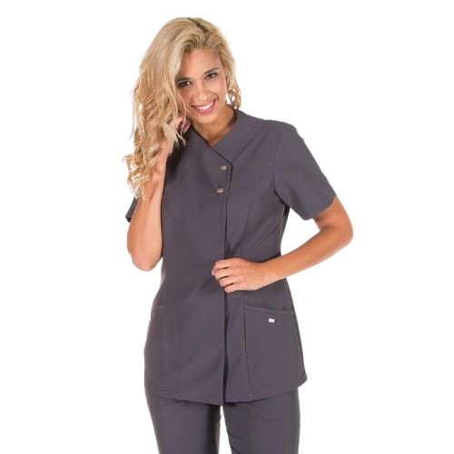 Semi-fitted short sleeve jacket for women, cross closure. Various sizes and colors.