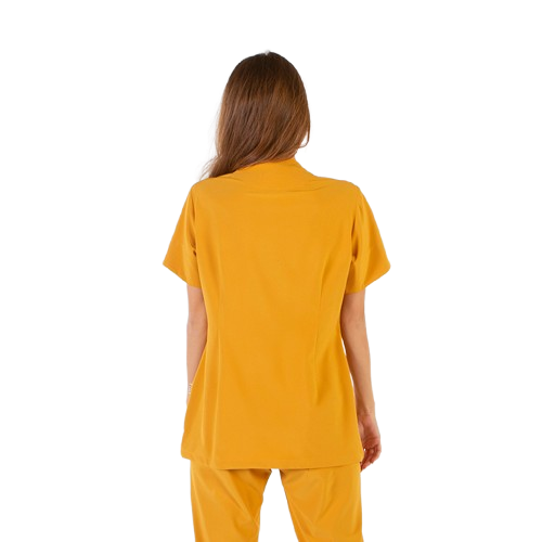 Semi-fitted short sleeve jacket for women, zipper closure. Various sizes and colors.