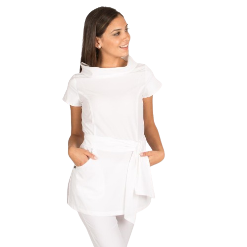 Veste semi-ajustée à manches courtes pour femme, col bateau. Plusieurs tailles et couleurs.
