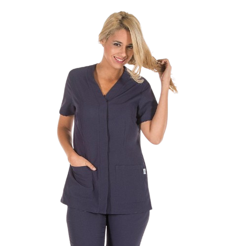 Semi-fitted short sleeve jacket for women, V-neck. Various sizes and colors.