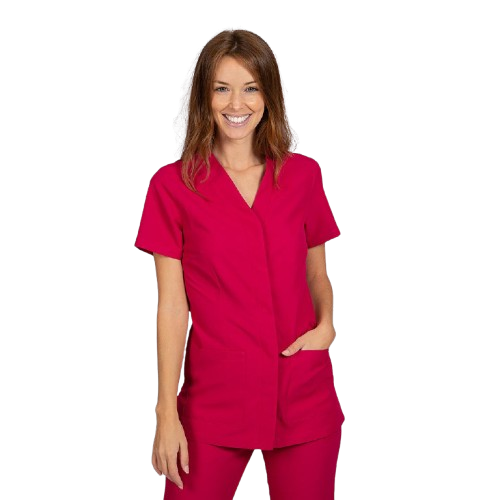 Semi-fitted short sleeve jacket for women, V-neck. Various sizes and colors.