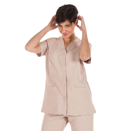 Semi-fitted short sleeve jacket for women, V-neck. Various sizes and colors.