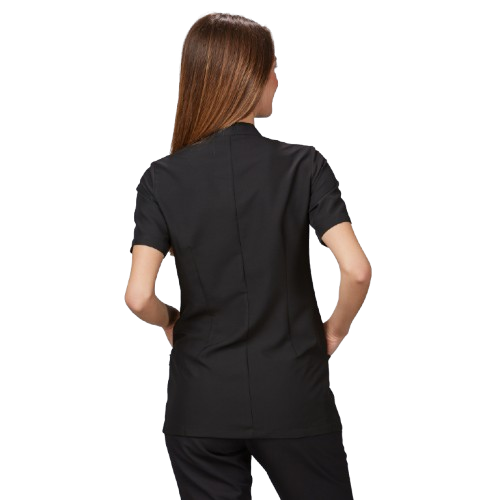 Veste semi-ajustée à manches courtes pour femme, col mao. Plusieurs tailles et couleurs