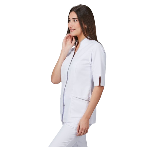 Semi-fitted short sleeve jacket for women. Various sizes and colors.