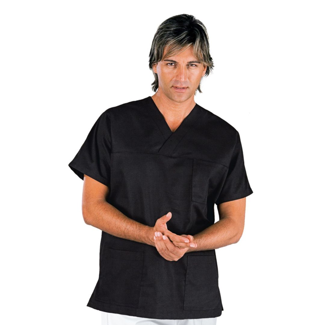 Casaca unisex de manga corta, cuello de pico. Varias tallas y colores Casaca unisex de manga corta, cuello de pico. Varias tallas y colores