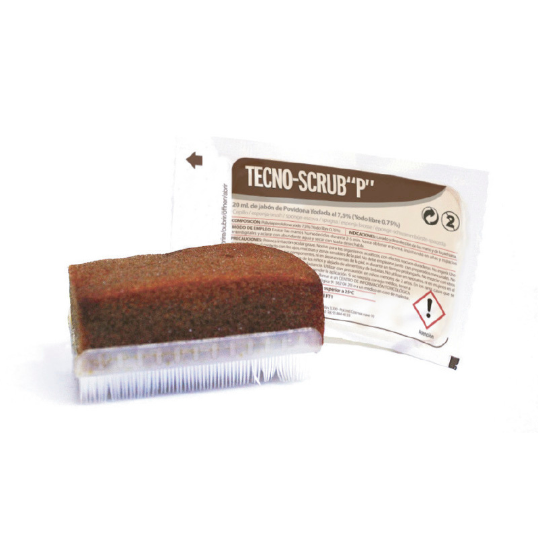 Cepillo-esponja quirúrgico Tecno-Scrub "P" con povidona yodada 7'5% Cepillo-esponja quirúrgico Tecno-Scrub "P" con povidona yodada 7'5%