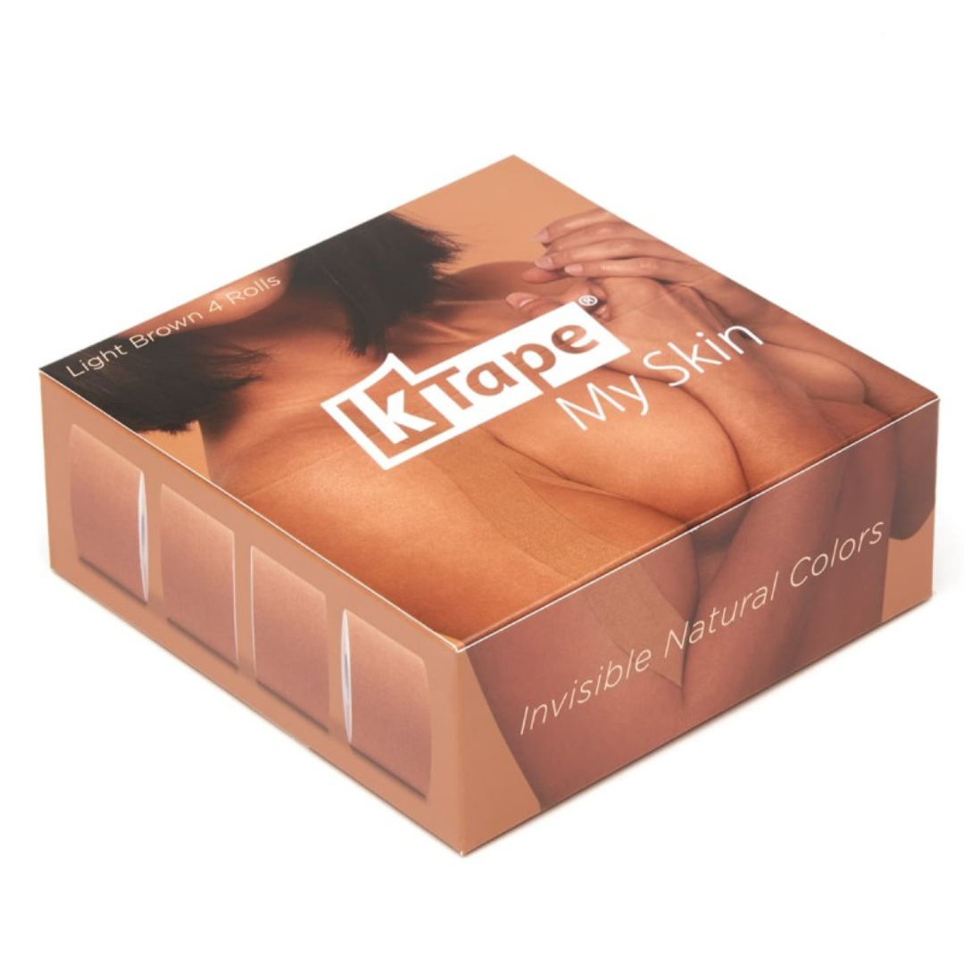 Cinta kinesiológica K-Tape® My Skin, 50 mm x 5 m. Color marrón claro. Caja de 4 unidades Cinta kinesiológica K-Tape® My Skin, 50 mm x 5 m. Color marrón claro. Caja de 4 unidades