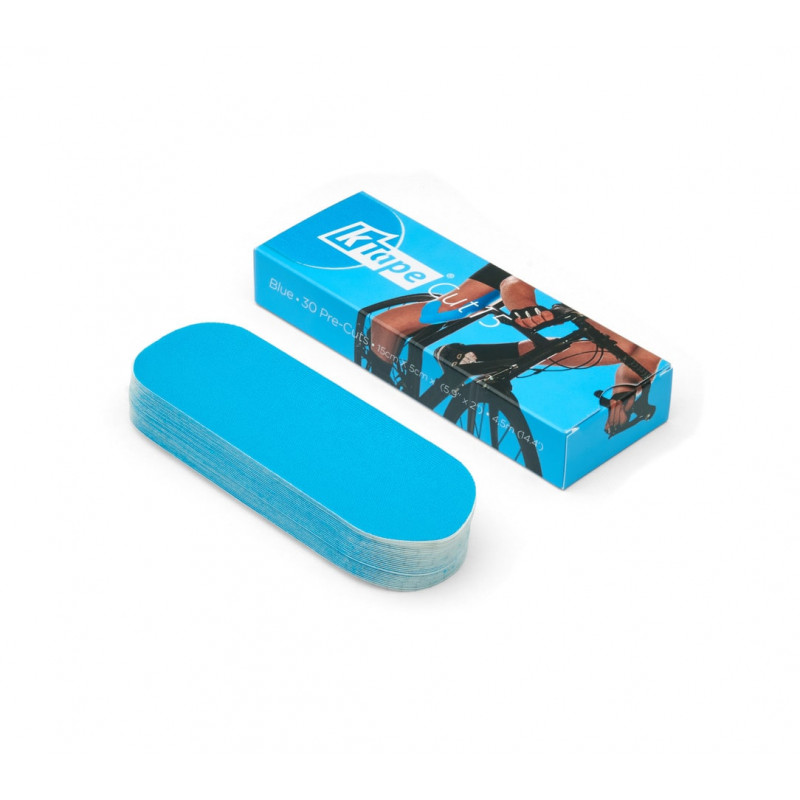 Cinta kinesiológica precortada K-Tape® Cut, 15 x 5 cm. Color azul. Caja de 30 unidades Cinta kinesiológica precortada K-Tape® Cut, 15 x 5 cm. Color azul. Caja de 30 unidades