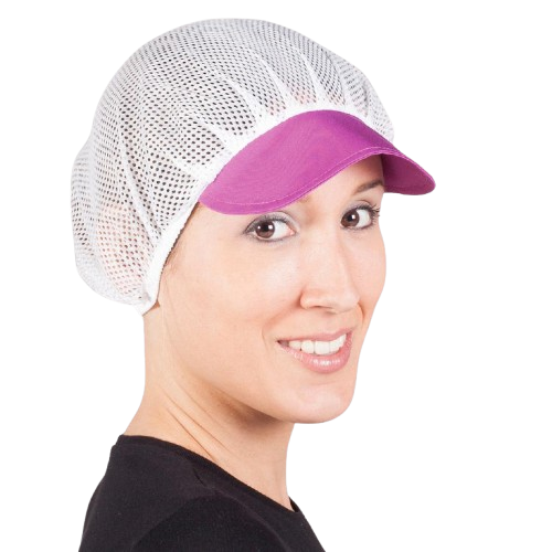 Cofia unisex de rejilla blanca, talla única. Varios colores de visera. Caja de 10 unidades Cofia unisex de rejilla blanca, talla única. Varios colores de visera. Caja de 10 unidades