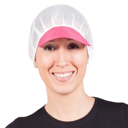 Cofia unisex de rejilla blanca, talla única. Varios colores de visera. Caja de 10 unidades Cofia unisex de rejilla blanca, talla única. Varios colores de visera. Caja de 10 unidades