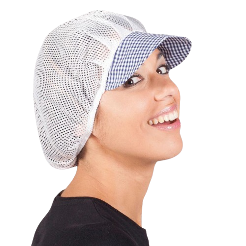 Cofia unisex de rejilla blanca, talla única. Varios colores de visera. Caja de 10 unidades Cofia unisex de rejilla blanca, talla única. Varios colores de visera. Caja de 10 unidades