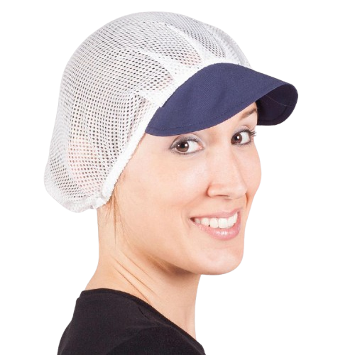 Cofia unisex de rejilla blanca, talla única. Varios colores de visera. Caja de 10 unidades Cofia unisex de rejilla blanca, talla única. Varios colores de visera. Caja de 10 unidades