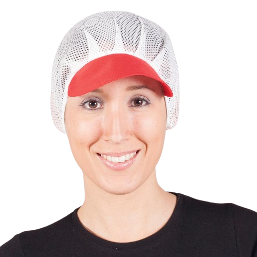 Cofia unisex de rejilla blanca, talla única. Varios colores de visera. Caja de 10 unidades Cofia unisex de rejilla blanca, talla única. Varios colores de visera. Caja de 10 unidades