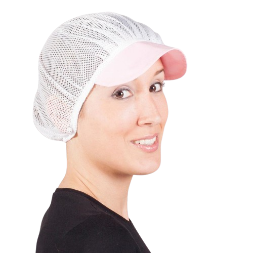 Cofia unisex de rejilla blanca, talla única. Varios colores de visera. Caja de 10 unidades Cofia unisex de rejilla blanca, talla única. Varios colores de visera. Caja de 10 unidades