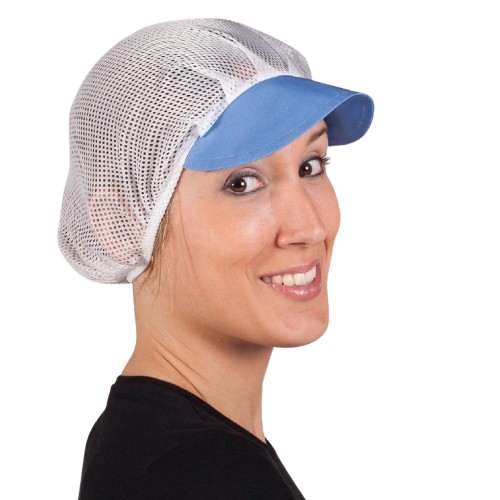 Cofia unisex de rejilla blanca, talla única. Varios colores de visera. Caja de 10 unidades Cofia unisex de rejilla blanca, talla única. Varios colores de visera. Caja de 10 unidades