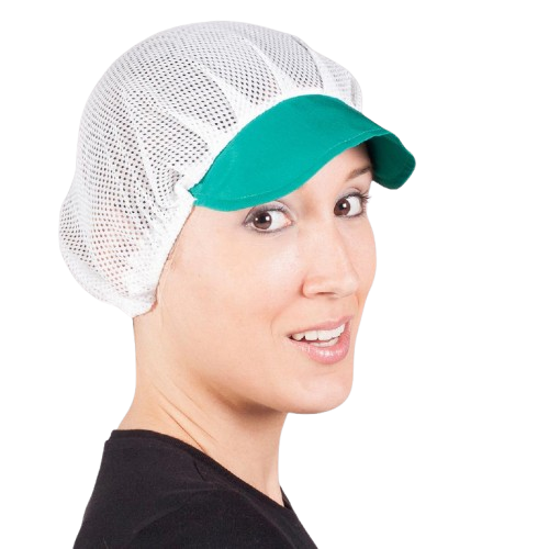 Cofia unisex de rejilla blanca, talla única. Varios colores de visera. Caja de 10 unidades Cofia unisex de rejilla blanca, talla única. Varios colores de visera. Caja de 10 unidades
