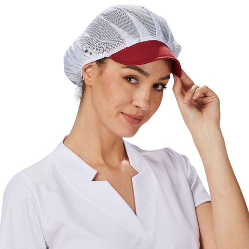 Cofia unisex de rejilla blanca, talla única. Varios colores de visera. Caja de 10 unidades Cofia unisex de rejilla blanca, talla única. Varios colores de visera. Caja de 10 unidades