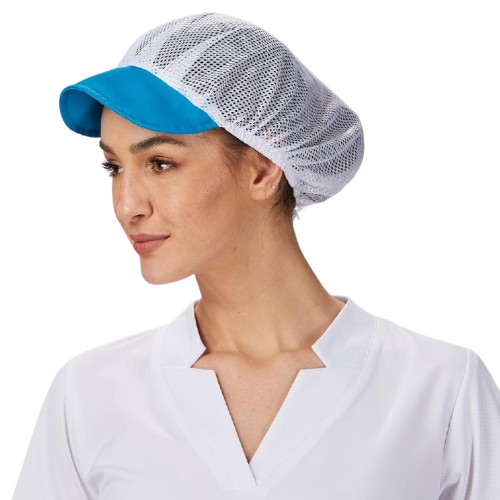 Cofia unisex de rejilla blanca, talla única. Varios colores de visera. Caja de 10 unidades Cofia unisex de rejilla blanca, talla única. Varios colores de visera. Caja de 10 unidades