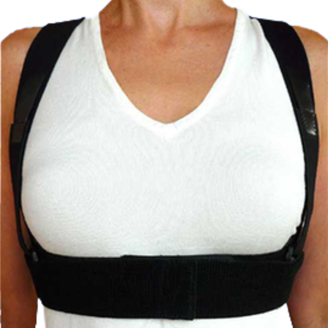 Posture corrector with velcro closure. Various sizes and colors.
