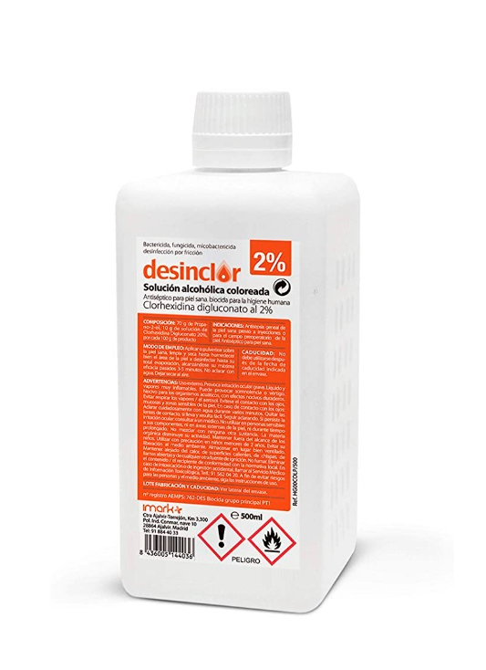 Desinclor Clorhexidina alcohólica coloreada 2% 500 ml sin bomba