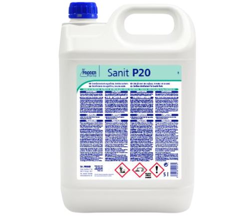 Desinfectante no clorado para superficies e instrumental, Sanit P20. Garrafa de 5L