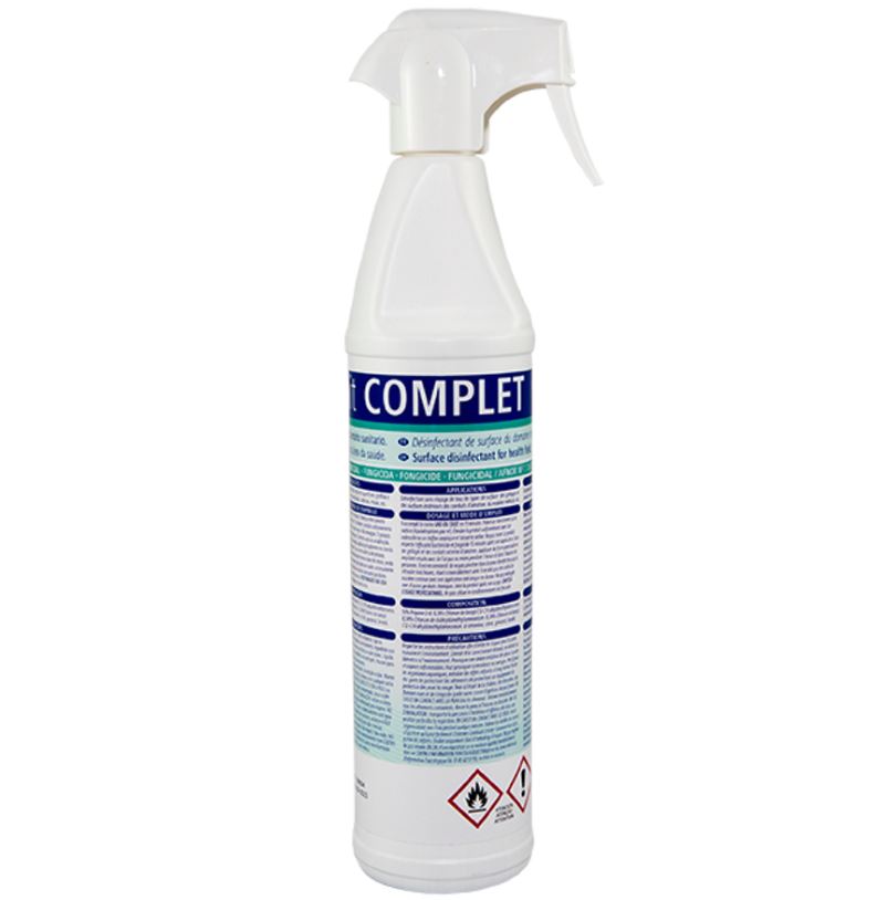 Desinfectante sin aclarado para superficies, Sanit Complet. Botella de 750ml con pulverizador