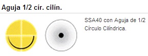 Sutura SSA40 3/0 C-10 (Aguja 1/2 círculo cilíndrica). Caja de 36 ud.