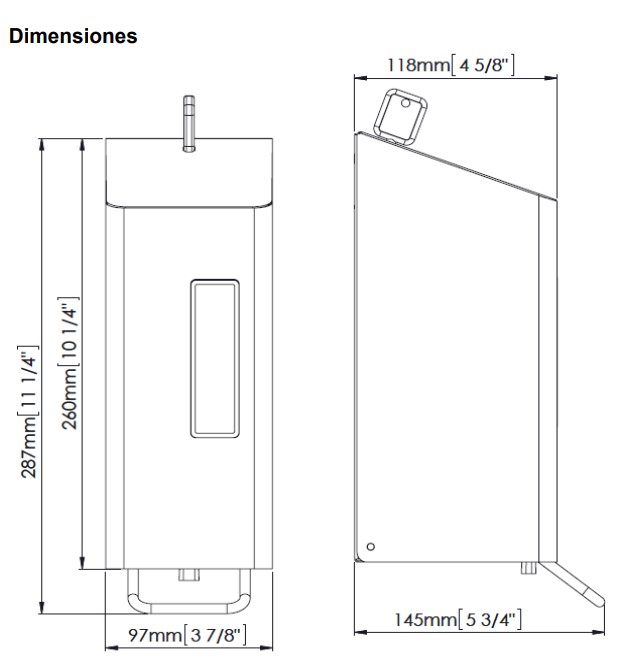 Dispensador de jabón manual. Acero inox. satinado 0,6 L de capacidad Dispensador de jabón manual. Acero inox. satinado 0,6 L de capacidad