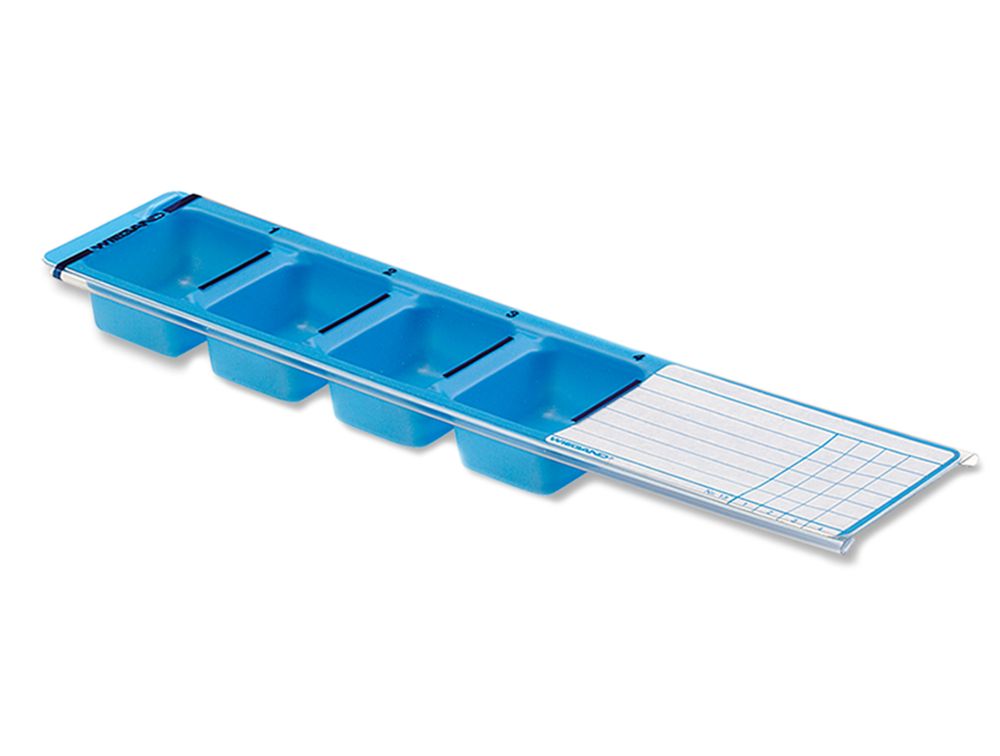 Dispensador Wiegand con 4 compartimentos para las 4 tomas diarias. Incluye tapa deslizante Dispensador Wiegand con 4 compartimentos para las 4 tomas diarias. Incluye tapa deslizante
