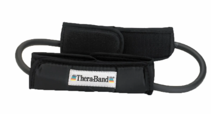 Ejercitador elástico Tubing Loop Theraband. Negro-Fuerte especial. Puños acolchados. Ejercitador elástico Tubing Loop Theraband. Negro-Fuerte especial. Puños acolchados.