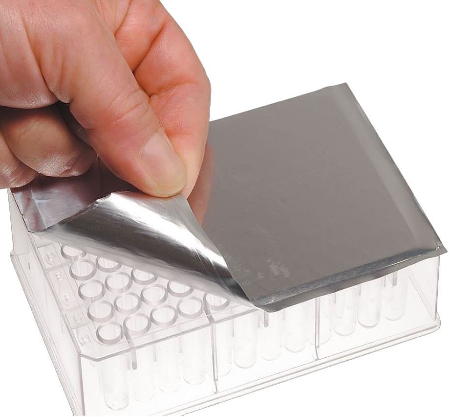 Film de aluminio sellador para placas de microtubos. Caja de 100 unidades