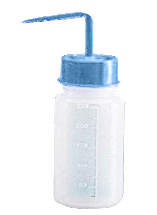 Frasco lavador de polietileno graduado, boca ancha, 250ml. Varios colores Frasco lavador de polietileno graduado, boca ancha, 250ml. Varios colores