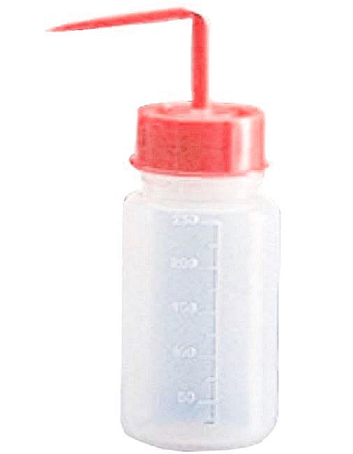 Frasco lavador de polietileno graduado, boca ancha, 250ml. Varios colores Frasco lavador de polietileno graduado, boca ancha, 250ml. Varios colores