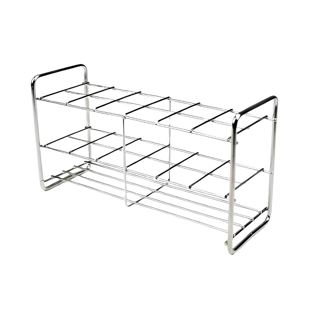 Gradilla autoclavable de acero inoxidable 2x6 para 12 tubos de 16 mm de diámetro Gradilla autoclavable de acero inoxidable 2x6 para 12 tubos de 16 mm de diámetro