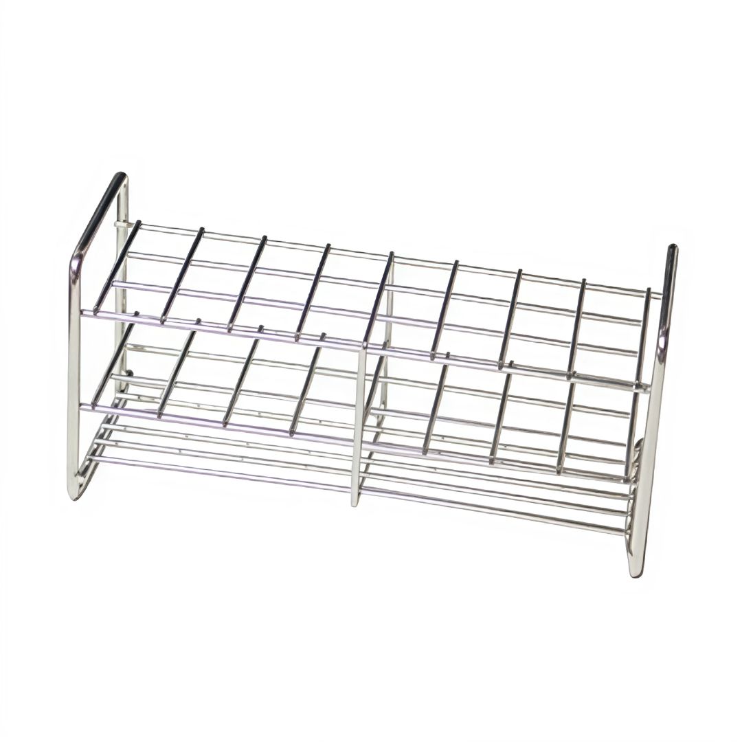 Gradilla autoclavable de acero inoxidable 3x8 para 24 tubos de 25 mm de diámetro Gradilla autoclavable de acero inoxidable 3x8 para 24 tubos de 25 mm de diámetro