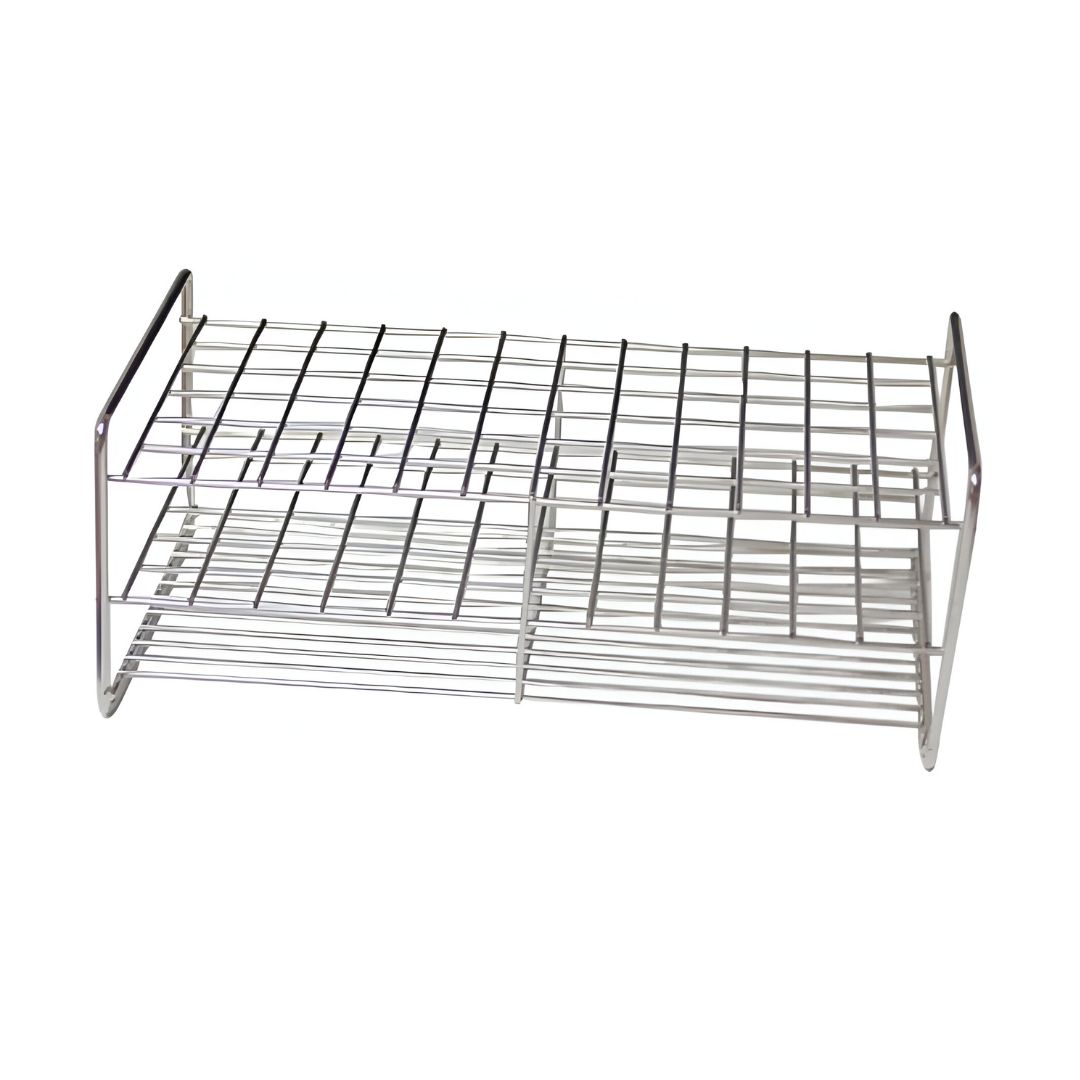 Gradilla autoclavable de acero inoxidable 6x12 para 72 tubos de 25 mm de diámetro Gradilla autoclavable de acero inoxidable 6x12 para 72 tubos de 25 mm de diámetro