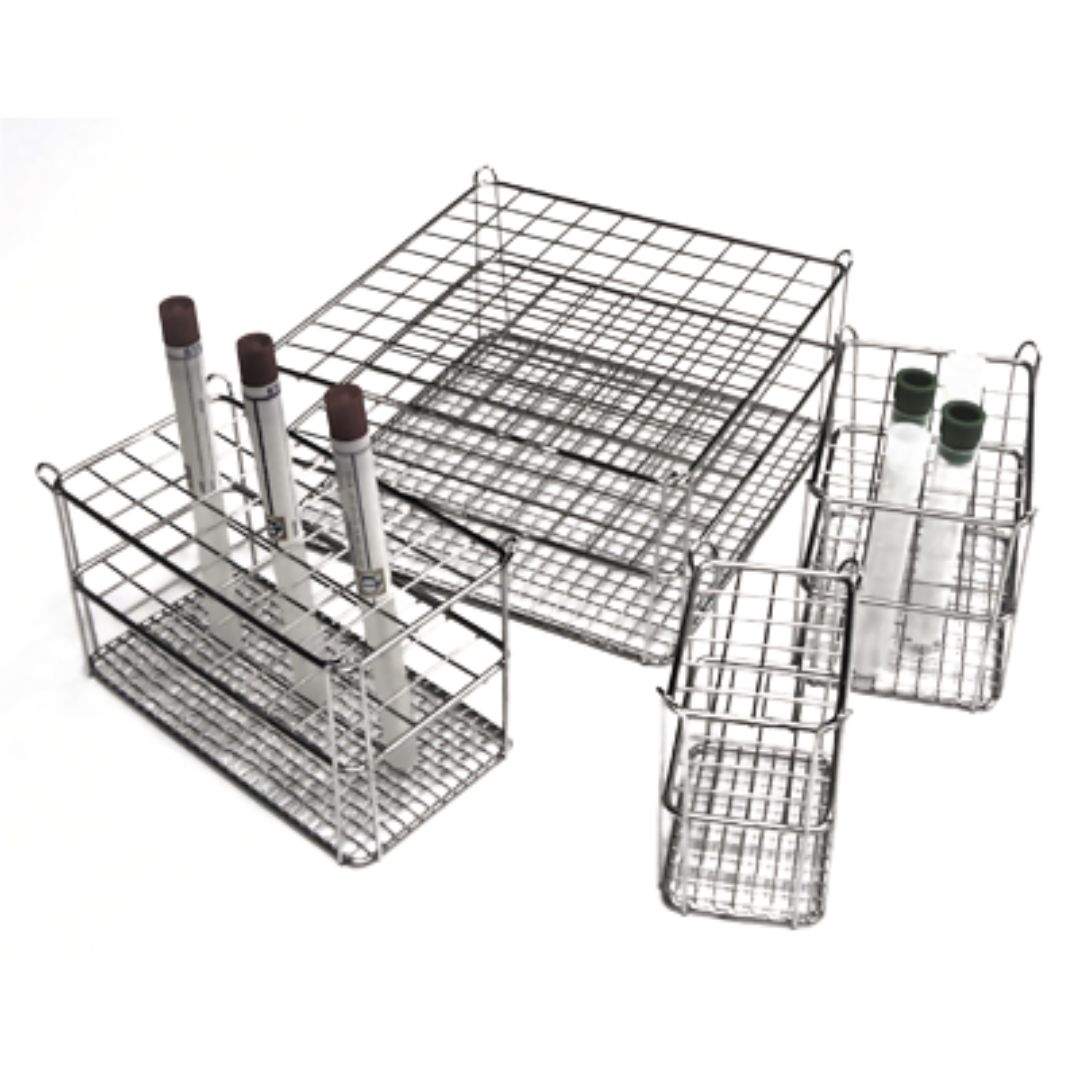 Gradilla de acero inox. con doble refuerzo 6x4 para 24 tubos de 20 mm de diámetro Gradilla de acero inox. con doble refuerzo 6x4 para 24 tubos de 20 mm de diámetro