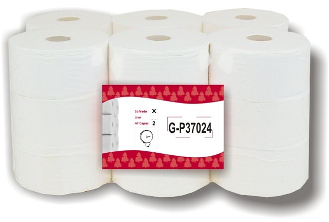 Higiénico industrial pasta pura. 2 capas gofrado. Rollo de 125 metros Higiénico industrial pasta pura. 2 capas gofrado. Rollo de 125 metros