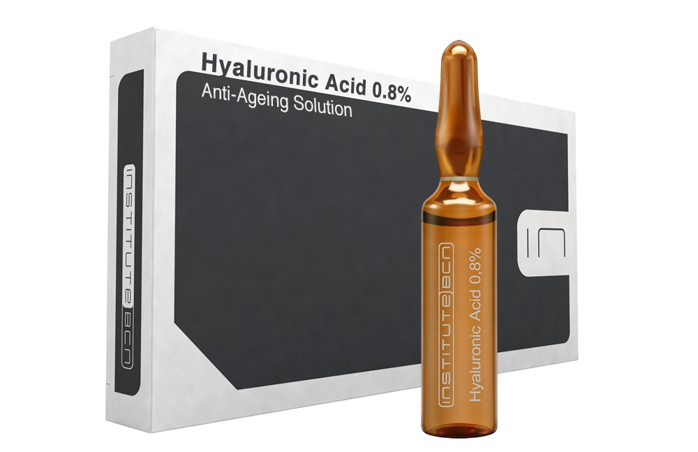 Hyaluronic Acid 0,8% (liquid). Fórmula antienvejecimiento. Ampolla de 2 ml. 10 un.