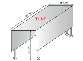 Jaula en Túnel con Accesorios y Camilla 3 cuerpos Eléctrica, 2.57m x 1.51m x 2m. Jaula en Túnel con Accesorios y Camilla 3 cuerpos Eléctrica, 2.57m x 1.51m x 2m.