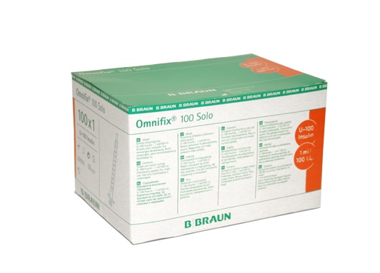 Jeringa B.Braun Omnifix insulina 1 ml 100UI sin aguja. Caja de 100 Jeringa B.Braun Omnifix insulina 1 ml 100UI sin aguja. Caja de 100
