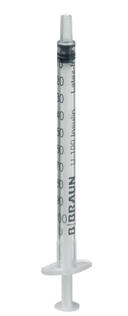 Jeringa B.Braun Omnifix insulina 1 ml 100UI sin aguja. Caja de 100 Jeringa B.Braun Omnifix insulina 1 ml 100UI sin aguja. Caja de 100