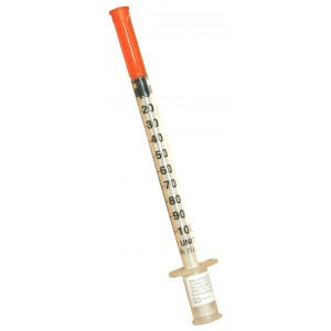 Jeringa insulina 1 ml. con aguja 0,30 x 8 mm. ICO PLUS 3. Caja de 100