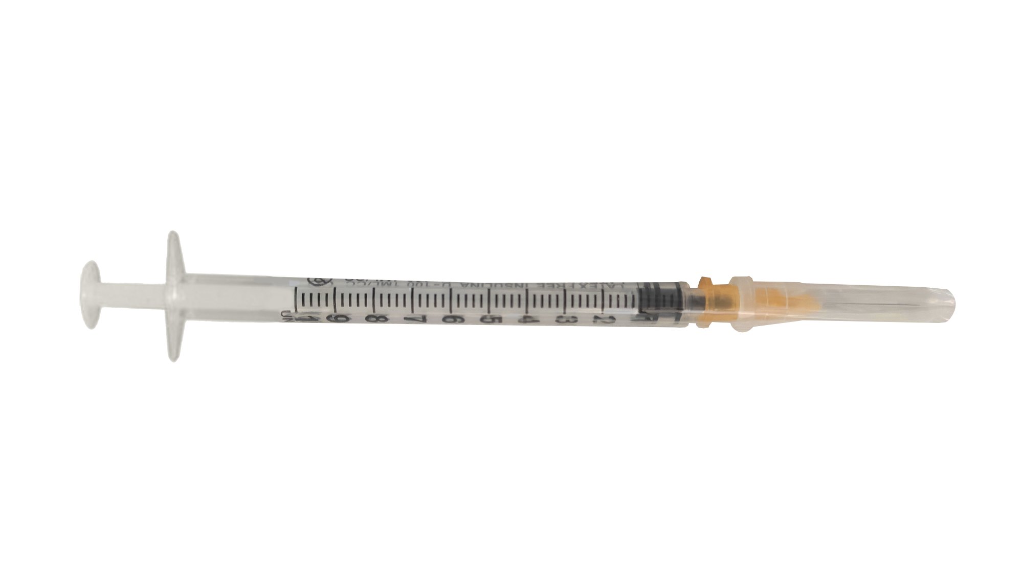 Jeringa de insulina 1ml sin residuo con aguja 25G - 0.5x16 mm. Caja de 100 unidades
