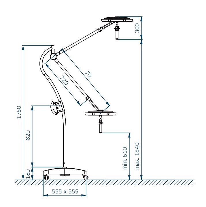 Lámpara de cirugía LED 150 Dr.Mach, 110.000 lux a 1 m. Base rodable Lámpara de cirugía LED 150 Dr.Mach, 110.000 lux a 1 m. Base rodable