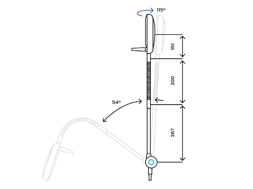Lámpara de examen Primaflex, 115.000 lux a 50cm. Anclaje a raíl Lámpara de examen Primaflex, 115.000 lux a 50cm. Anclaje a raíl