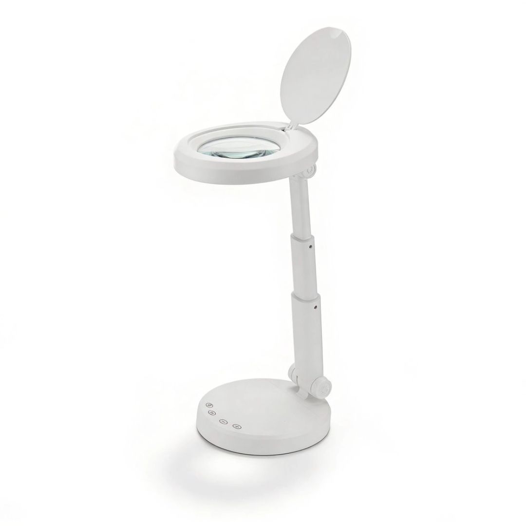 Lámpara LED de sobremesa con lupa Lámpara LED de sobremesa con lupa