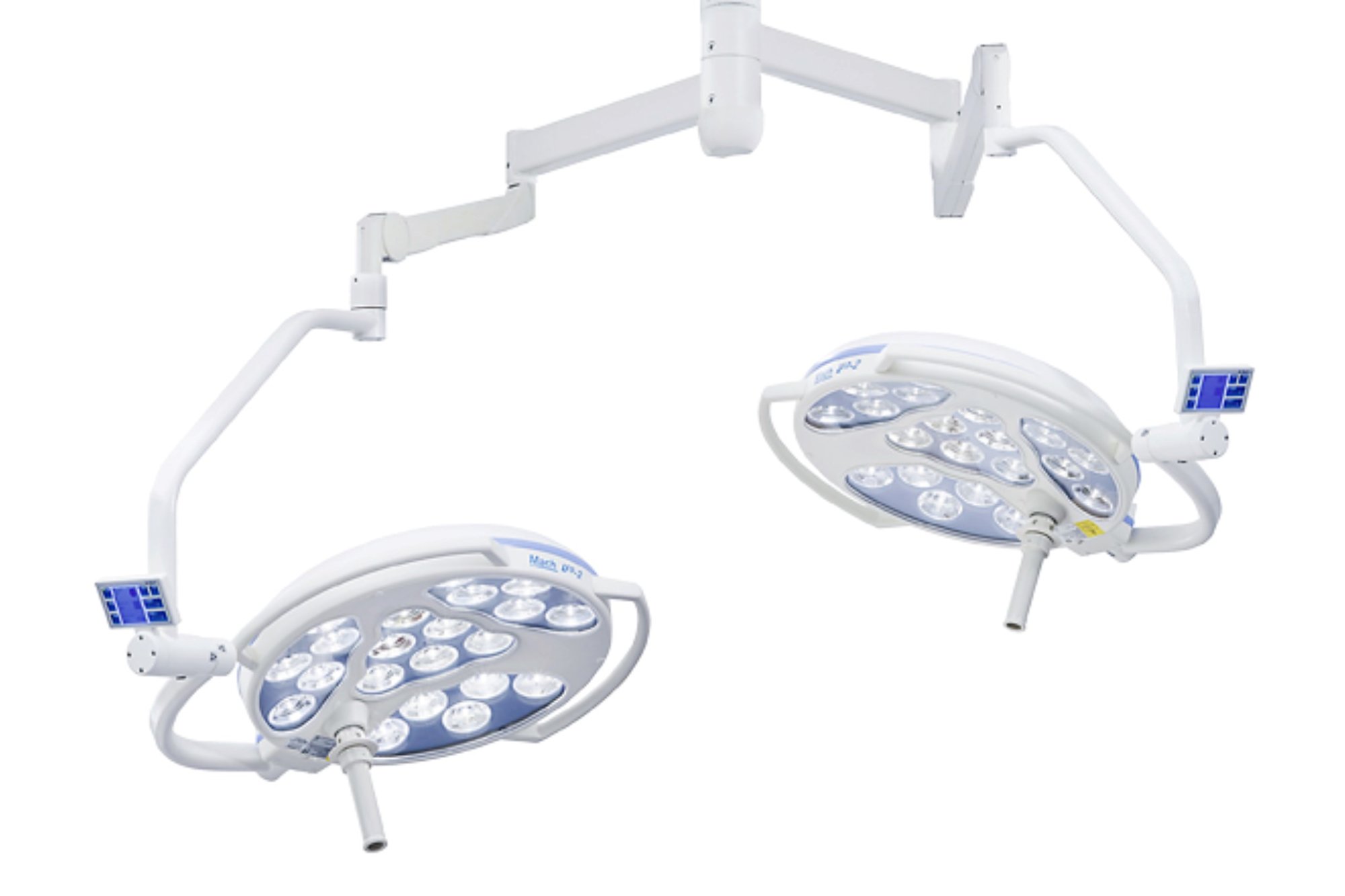 Lámpara de cirugía con doble brazo LED 2SC, Dr.Mach, 115.000 lux a 1 m. Anclaje a techo hasta 3m